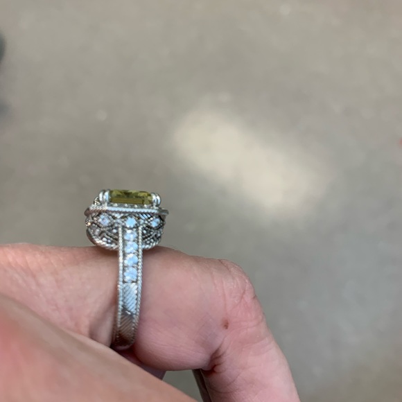 Judith Ripka SS lemon quartz and CZ size 7.75 -8 ring - new - Picture 6 of 9
